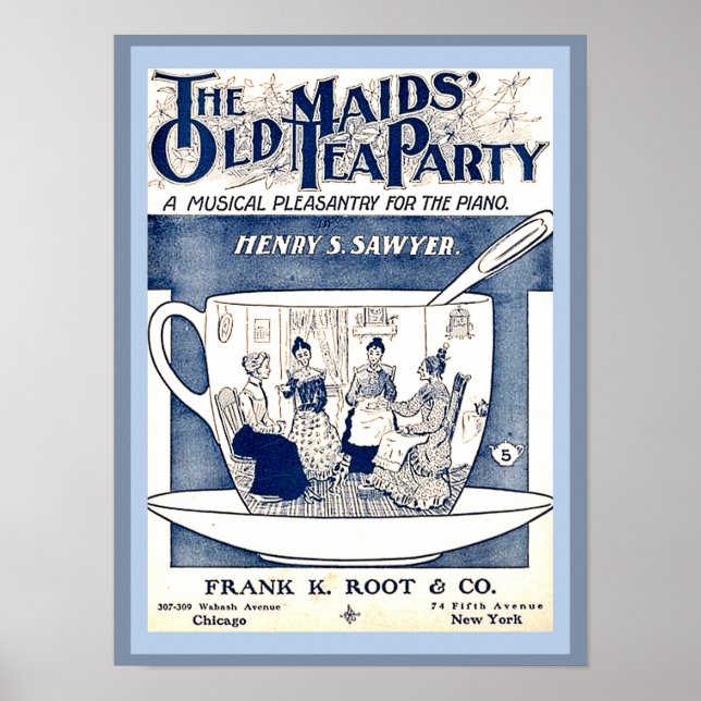Poster Capa de Partitura Antiga A Festa de Chá das Soltei (Frente)