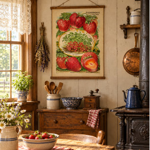 Poster Capa de Plantas de Morango da Era Vitoriana Antiga