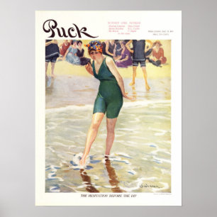 Pôster Capa de revista 1915, praia do disco do vintage