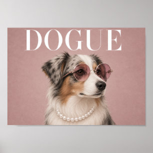 Poster Capa de Revista Cachorro Pastor Australiano Rosa A