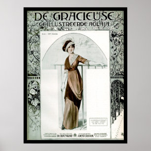 Pôster Capa de revista da forma do francês do vintage