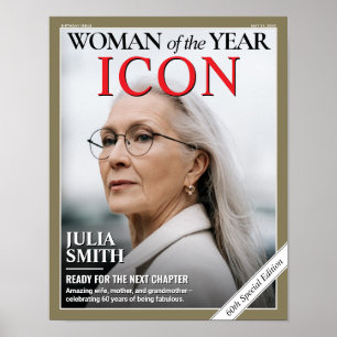 Poster Capa de Revista de Aniversário Personalizada, Retr
