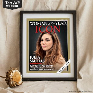 Poster Capa de Revista de Aniversário Personalizada, Retr