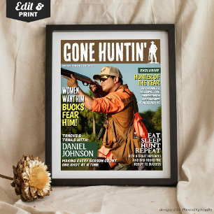 Poster Capa de Revista de Caça Personalizada, Presentes D