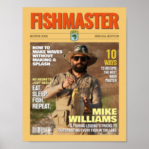 Poster Capa de Revista de Pesca Personalizada, Presente p