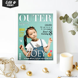 Poster Capa de Revista OUTER Personalizada para Adolescen
