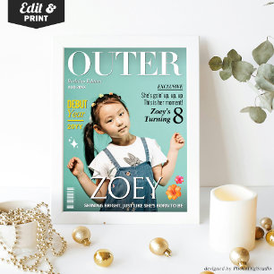 Poster Capa de Revista OUTER Personalizada para Adolescen