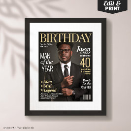 Poster Capa de Revista Personalizada para Ele Cartaz de A