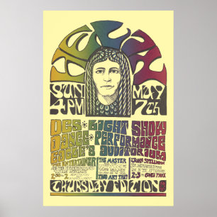 Poster Capa Vintage dos Anos 60 / Arte Psicodélica de Eve