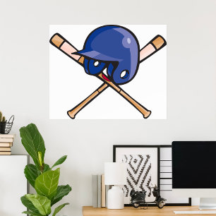 Poster Capacete de Baseball e Bats