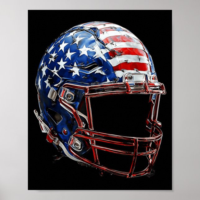 Poster Capacete de Futebol Americano Bandeira dos EUA Esp (Frente)