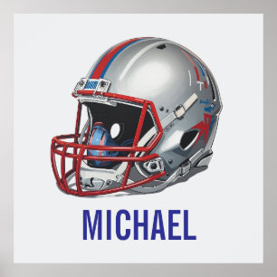 Poster Capacete de Futebol Motivacional Inspirador Nome