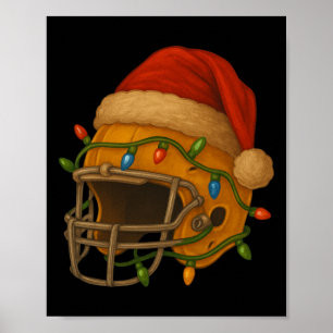 Poster Capacete de Hóquei Papai Noel Luzes de Natal Xmas