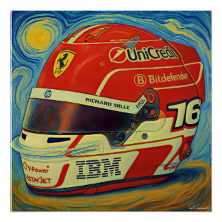 Pôster Capacete de Leclerc da Fórmula Um