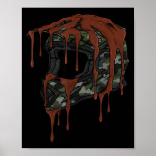 Poster Capacete de Motocross Vintage Drip Melt Bicicleta