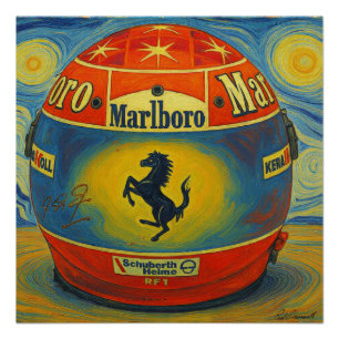 Pôster Capacete lendário de F1 da Ferrari de Michael Schu