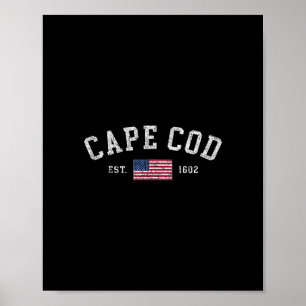 Poster Cape Cod Machusetts Bandeira dos EUA Fundada em 16
