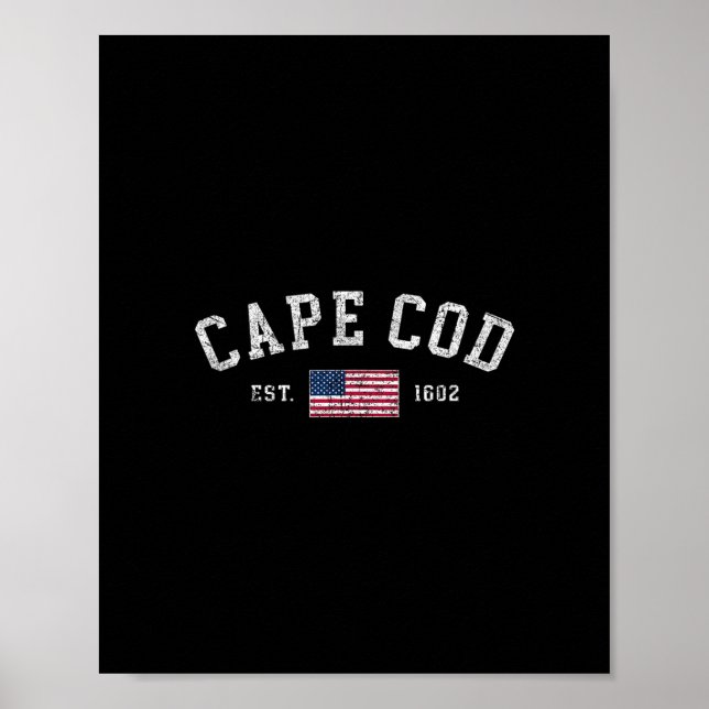 Poster Cape Cod Machusetts Bandeira dos EUA Fundada em 16 (Frente)