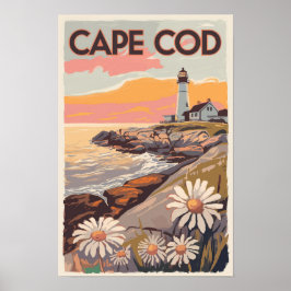 Poster Cape Cod Massachusetts Arte de Viagem Retrô Pintur