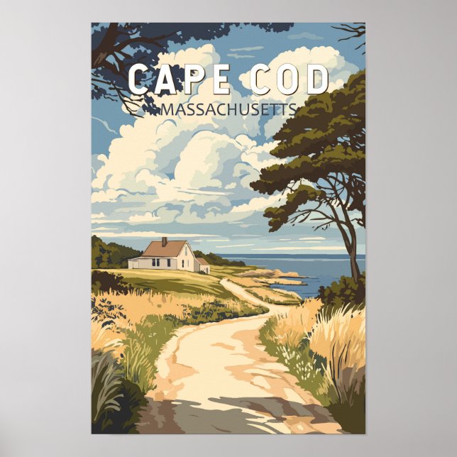 Poster Cape Cod Massachusetts Viagem Arte Vintage (Frente)