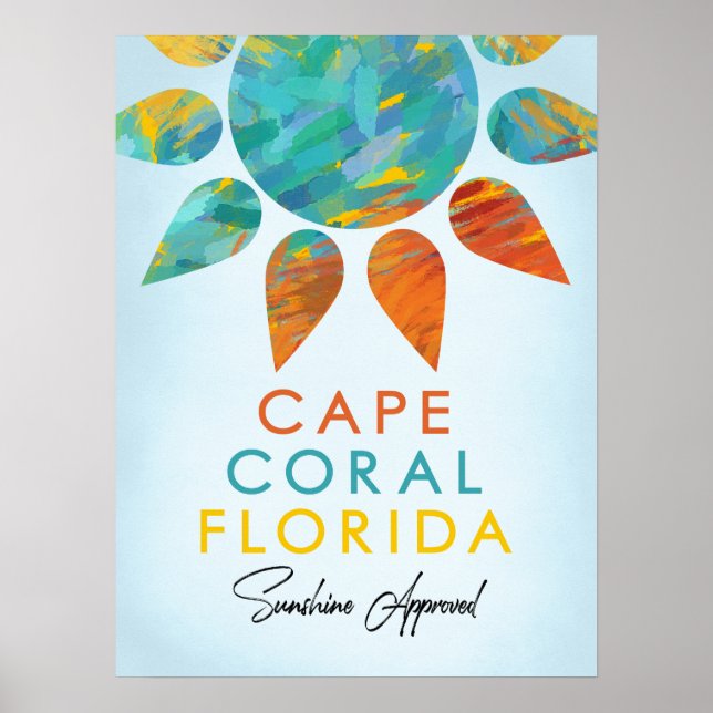 Poster Cape Coral Florida Sunshine Travel (Frente)