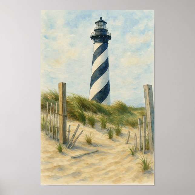 Poster Cape Hatteras Lighthouse Watercolor (Frente)