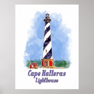 Poster Cape Hatteras Lighthouse Watercolor North Carolina