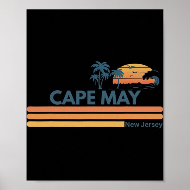 Poster Cape May Beach New Jersey Summer Palm Tree Men Wom (Frente)
