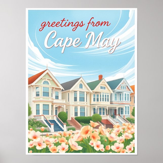 Poster Cape May, Nova Jersey – Casas Vitorianas (Frente)