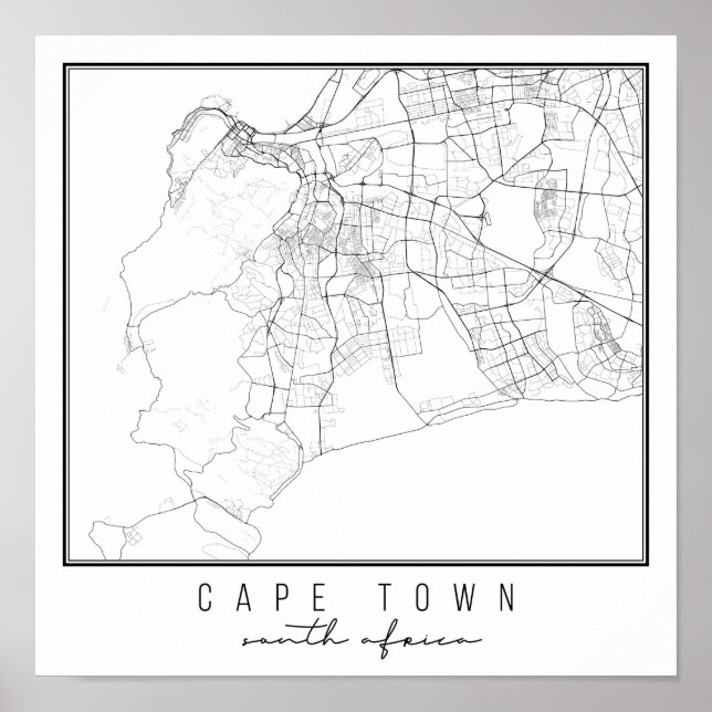 Poster Cape Town South Africa Street Map (Frente)