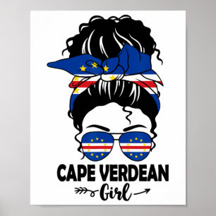Poster Cape Verdeana com coque sujo e bandeira de Cabo Ve