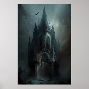 Poster Capela Abandonada Escura Dark Academia, Antigo