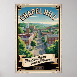 Poster Capela Vintage Hill Carolina do Norte Viagem Retro