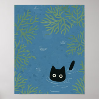 Poster Capinha de Telefone de Gato Preto Engraçado