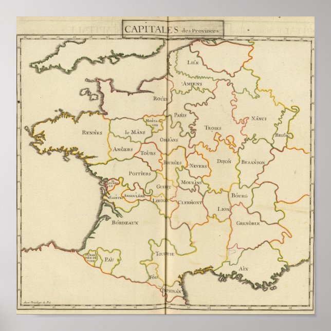 Poster Capitais da França (Frente)