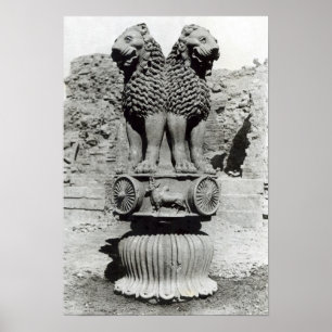 Poster Capital do leão da coluna do imperador Ashoka