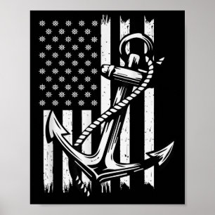 Poster Capitão Barco Marinheiro Âncora Vintage Náutico Ve