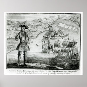 Pôster Capitão Bartholomew Roberts com dois navios