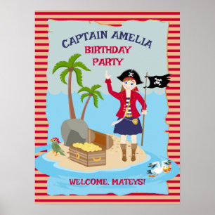 Poster Capitão da Festa de aniversário do navio pirata