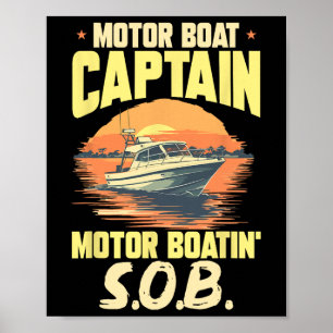 Poster Capitão de barco de recreio Capitão de barco a mot