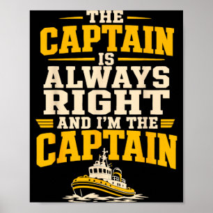 Poster capitão de rebocador operador de barco engraçado