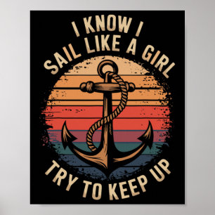 Poster Capitão de veleiro e velejador de barco à vela