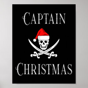 Poster Capitão do Natal Férias Pirata Caveira Papai Noel