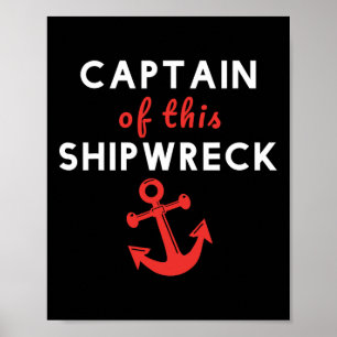 Poster Capitão Engraçado de Barco Afundado Âncora deste N