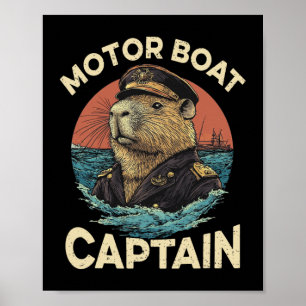 Poster Capitão Funny Capybara Mariner de Barcos Motor