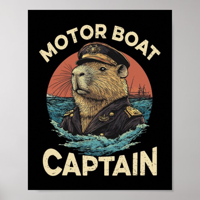 Poster Capitão Funny Capybara Mariner de Barcos Motor (Frente)