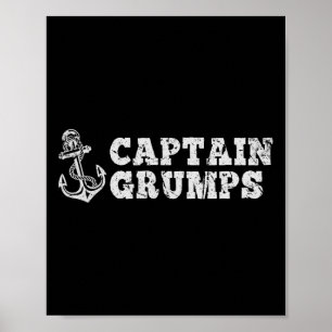 Poster Capitão Grumps Navegando Barco Vintage Boat Anchor