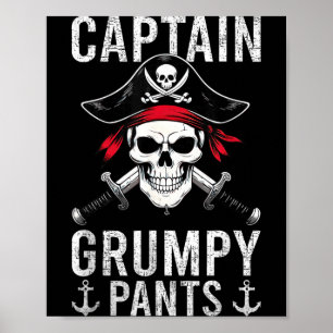 Poster Capitão Mpy Calças Avaliar Humor Crânio Gráfico