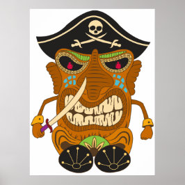 Poster Capitão Pirata, Estátua de Tiki de Madeira, Divert