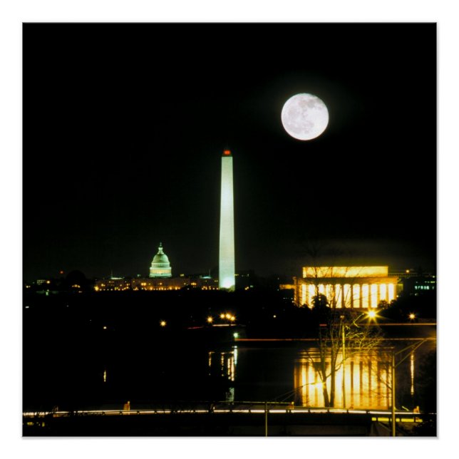 Pôster Capitol Building, Lincoln Memorial, Washington (Frente)